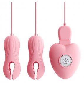 MizzZee - HeartJoy Vibrating Nipple Clamps (Chargeable - Pink)